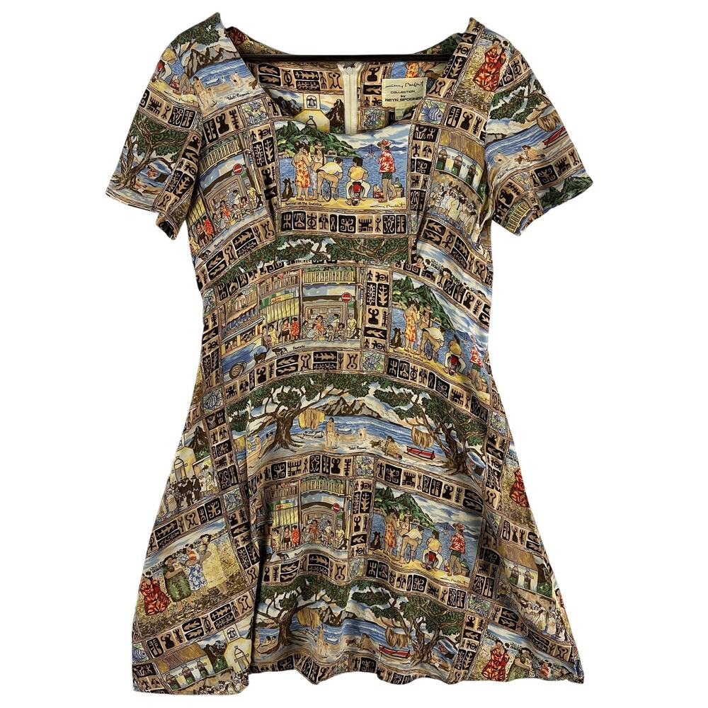 Reyn Spooner x Guy Buffet Collection Womens S Tahitian Papeete Print Rayon Dress